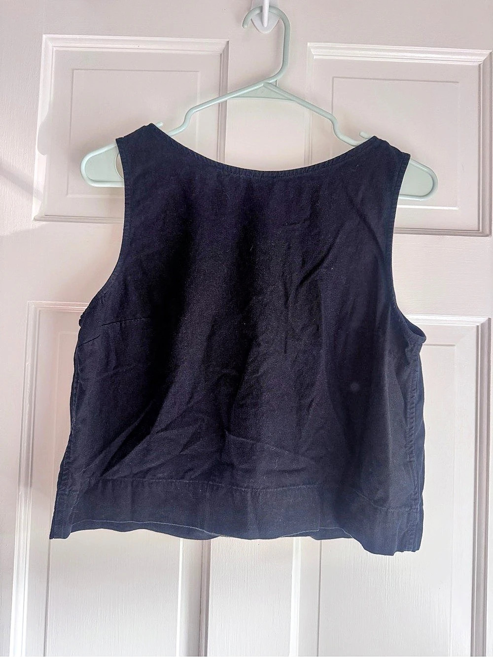Gap Black Cropped Linen Blend Shirt Size Medium